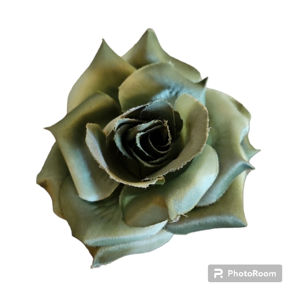 3/$30 Green Silk Rose Brooch Pin